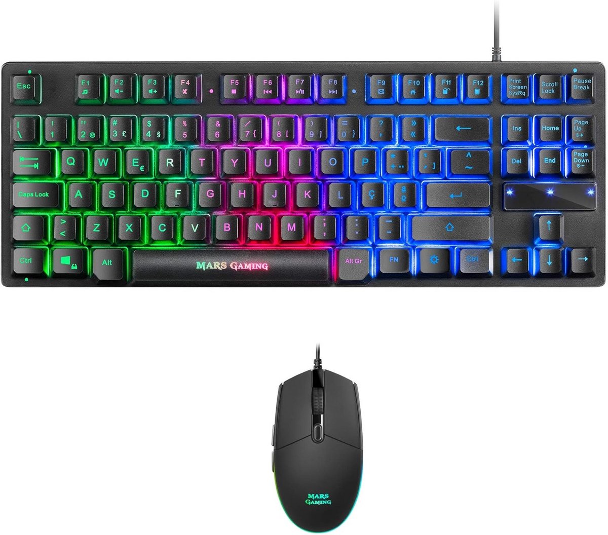 Compacte Gaming Toetsenbord en Muis Set met RGB Verlichting