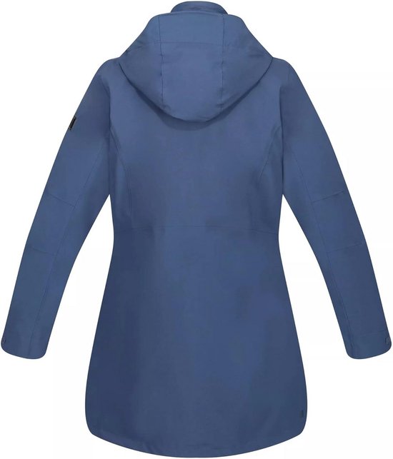 8000 mm Softshell-jas voor dames, lange overgangsjas, waterdicht, winddicht, windjack, ademend, wandeljas, outdoorjas met afneembare capuchon, Blauw, M