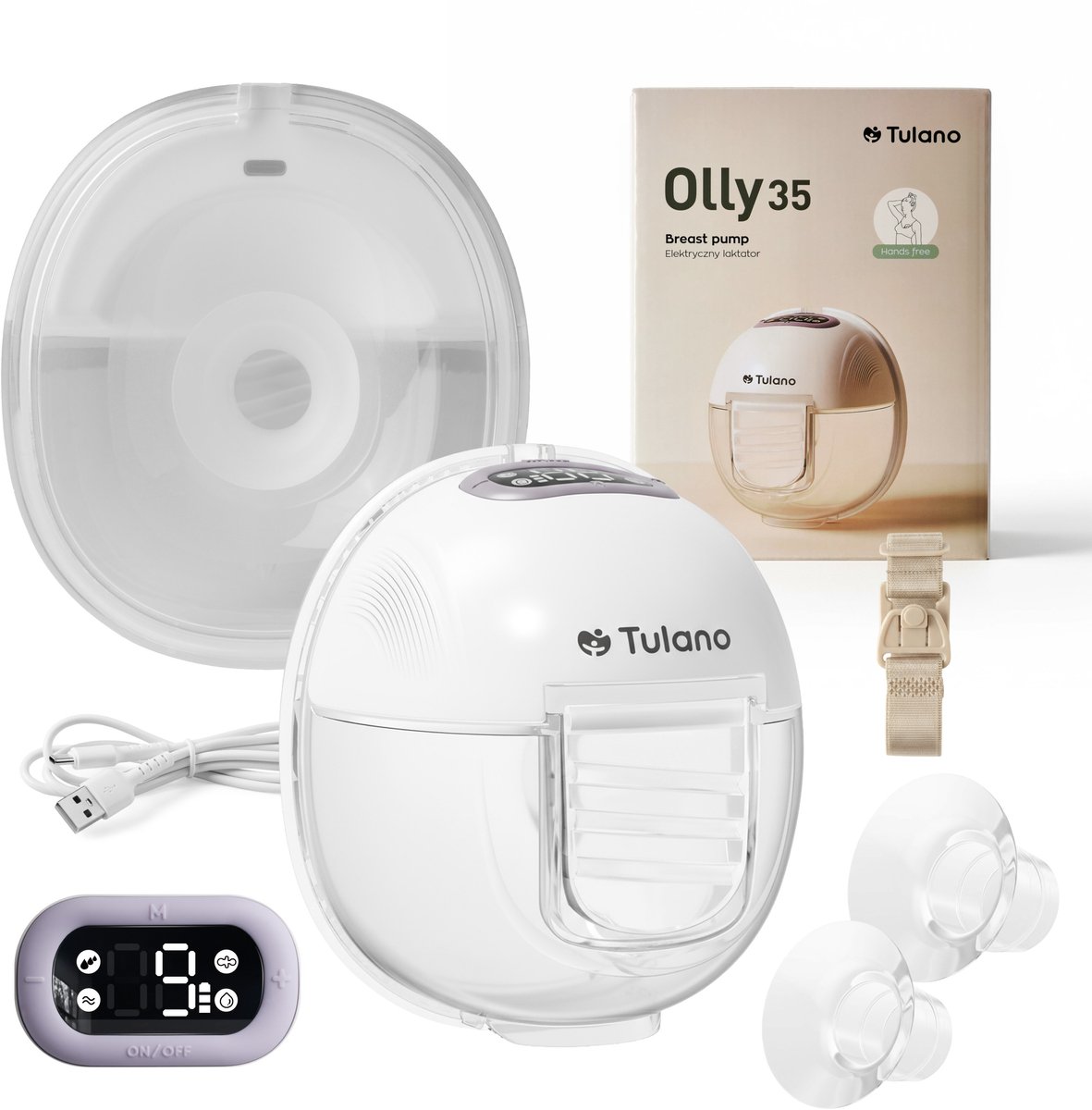 TULANO Olly 35 Draadloze elektrische borstkolf, 36 vermogensstanden, 150 ml, BPA-vrij, timer en duidelijk LED-display