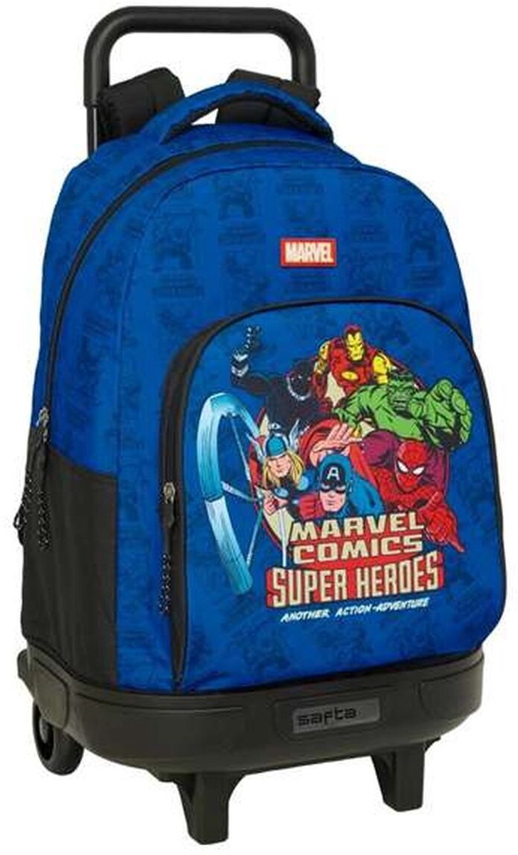 Schoolrugzak met Wielen The Avengers Blauw Zwart 33 x 45 x 22 cm