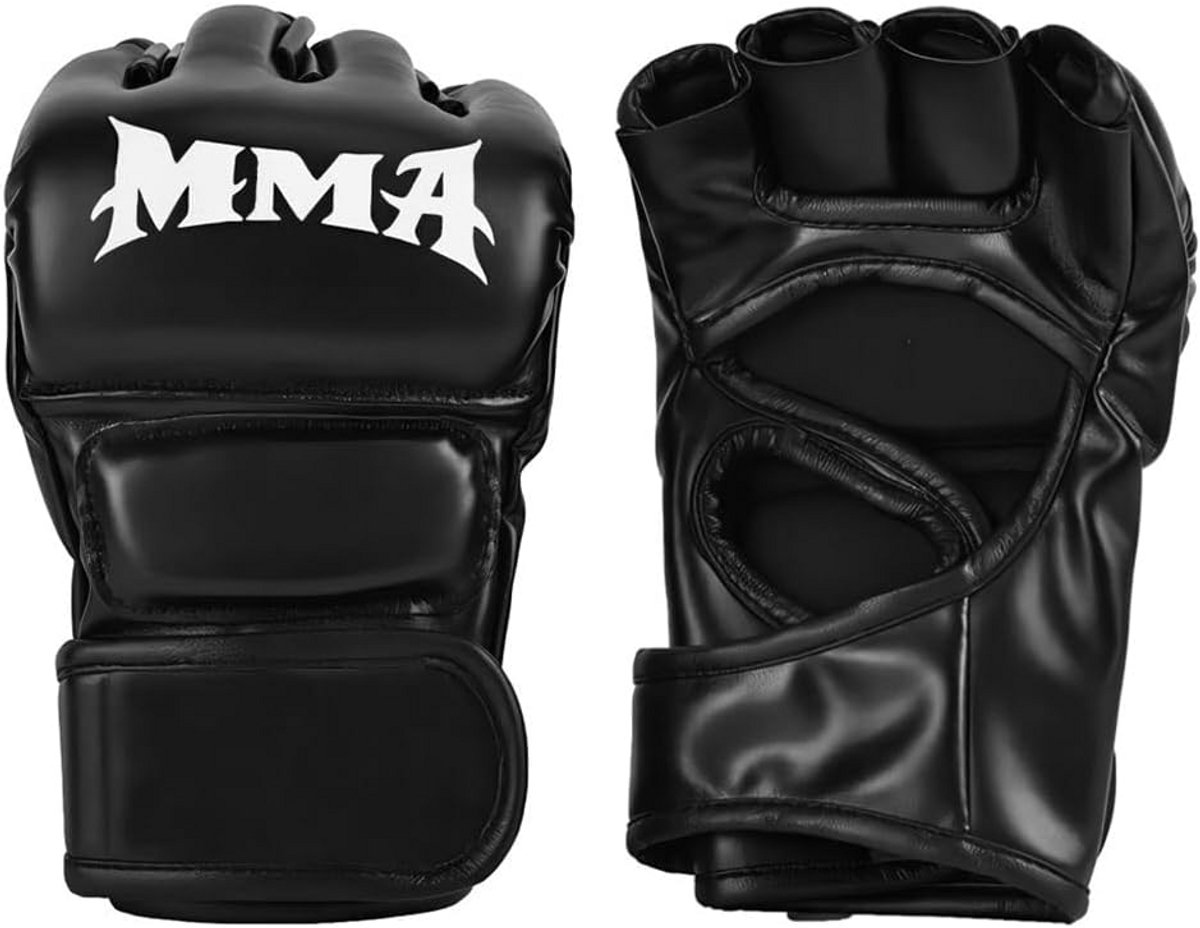 Open Vinger Bokshandschoenen MMA en Kickboksen Voor Heren en Dames - Zwart