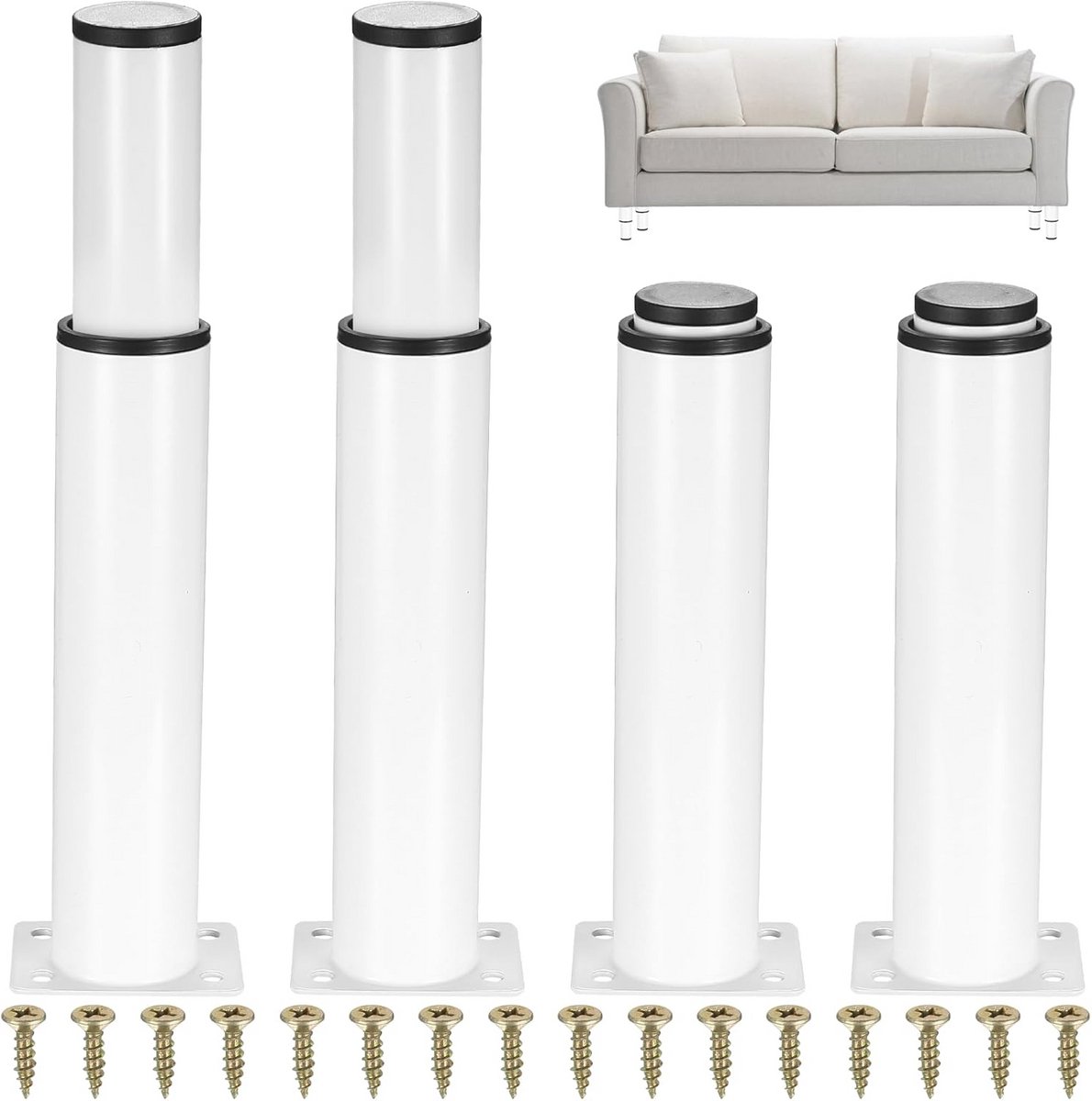 Verstelbare Meubelpoten voor Keuken en Kantoor - Hoogte 0-140 mm - Set van 4 - Wit