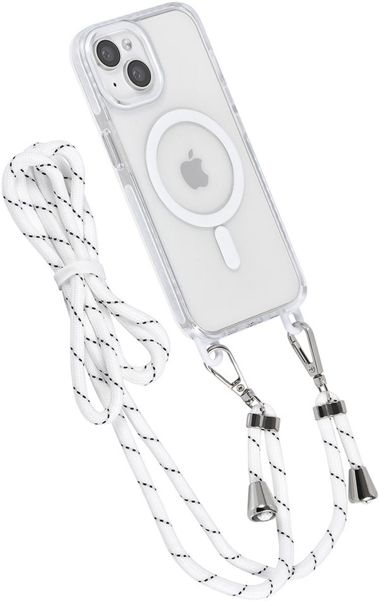 TUNIQ telefoonhoesje voor Apple iPhone 15 - MagSafe backcover met koord - Wit