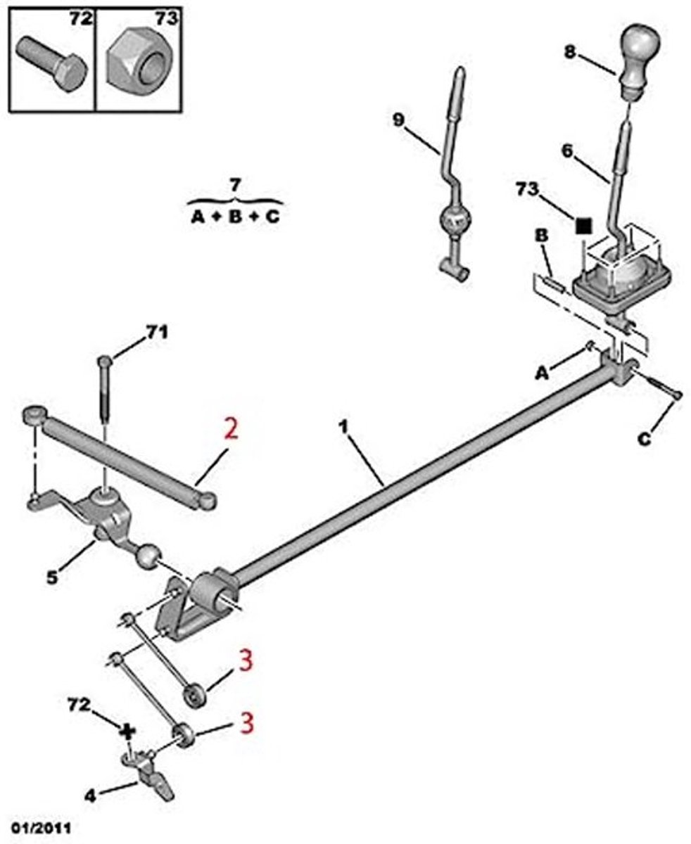 245291 Versnellingswissel-verbindingsstang - Voor 206, 206SW, 207 - Nauwkeurige Schakeling