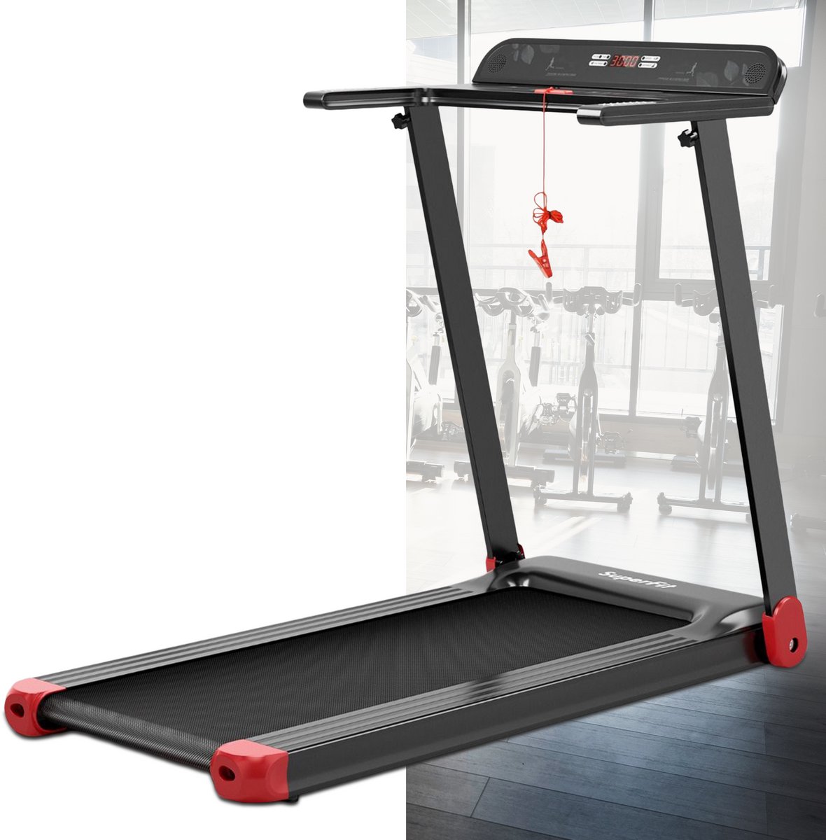 Loopband Inklapbaar- 1-12km/u - Wandelband - Walking Pad - Opvouwbare Loopband - Walkingpad - Treadmill - Loopband Elektrisch - Rood + Zwart