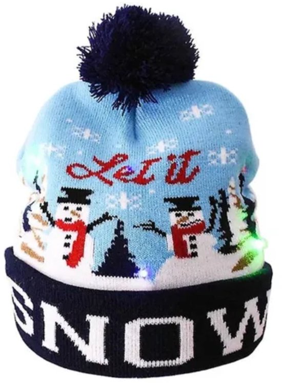 Winkrs | Kerstmuts met gekleurde knipperende Led-lampjes en tekst "Let it snow" - Lichtjes met 3 standen
