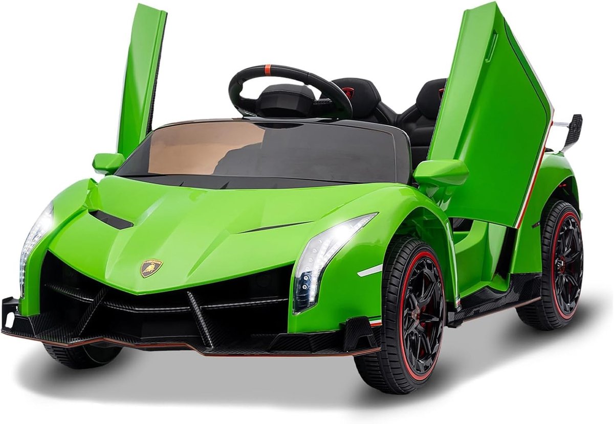 Kinder Elektrische Auto 12V – 2x35W, Afstandsbediening, 3 Snelheden, LED & Muziek – Vanaf 3 jaar – Groen