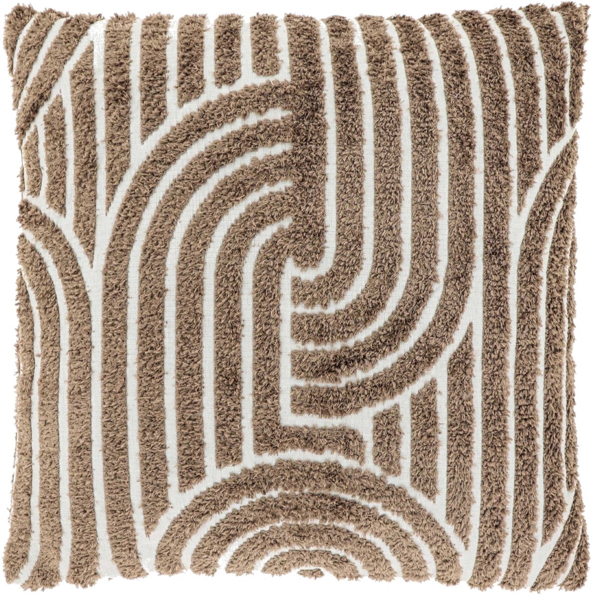 Unique Living Sierkussen Ziza - Textiel - Taupe - 45x45 cm (BxD) - Getuft - Dove White