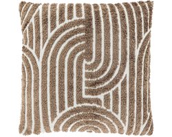 Unique Living Sierkussen Ziza - Textiel - Taupe - 45x45 cm (BxD) - Getuft - Dove White