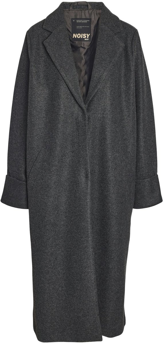 Noisy May NMCADDY L/S LONG COAT FWD NOOS Dames Lange jassen - antraciet - XS