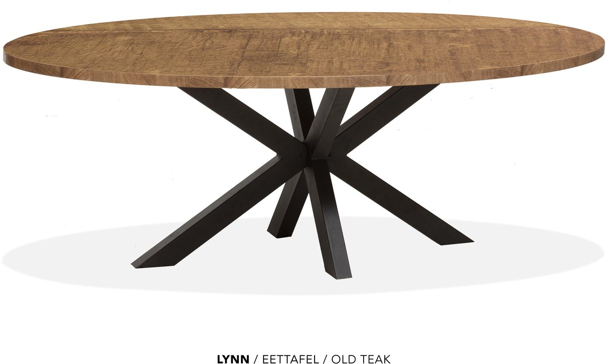 Maxfurn Lynn - Ovale eettafel Lynn | Zeer krasvast | Kleur: Old teak | Afm. 250x128cm Natuurlijk eiken