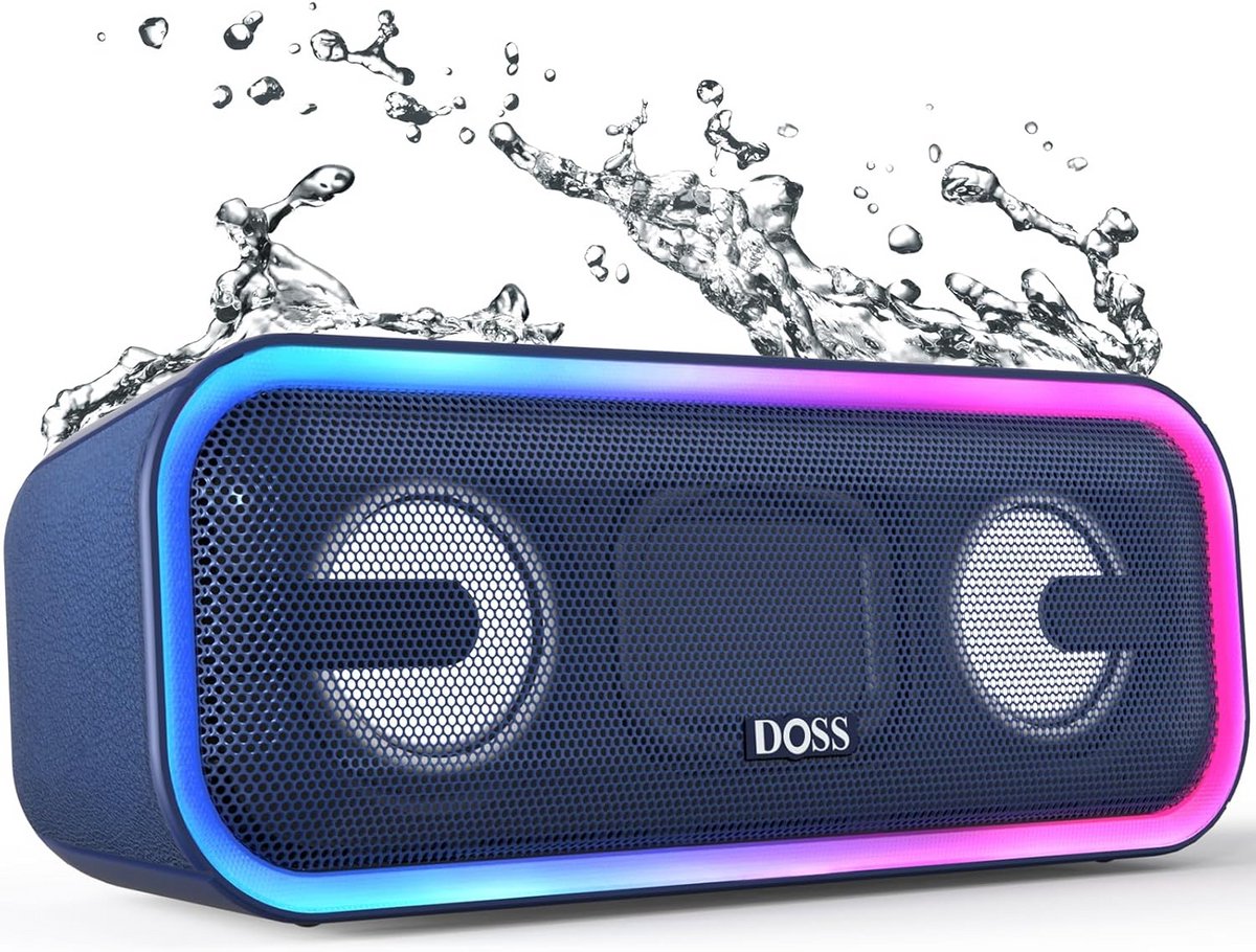 Krachtige Bluetooth-luidspreker met lichteffecten en extra bas, 15 uur batterijduur, draadloze stereo-koppeling