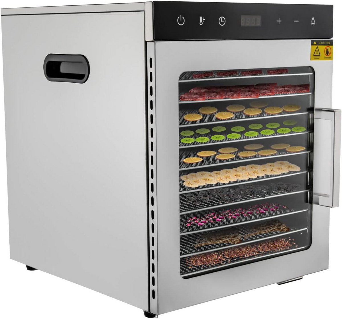 Voedseldroger RVS met 10 Lagen - 800W Dehydrator met Digitale Touch Control, 30-90°C
