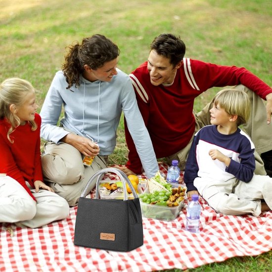 Lunchtas - Koeltas - Koeltassen - Lunchzak - 27x16x19 cm - 8 Liter - Draagbare Lunchzakken - Handvat Riem - Lunch / Blikjes - Koeltas voor Heren en Dames - voor Werk School Picknick - Zwart van Merkloos — afbeelding 4