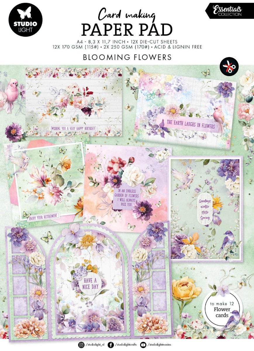 Card making pad Blooming flowers - Essentials nr. 25