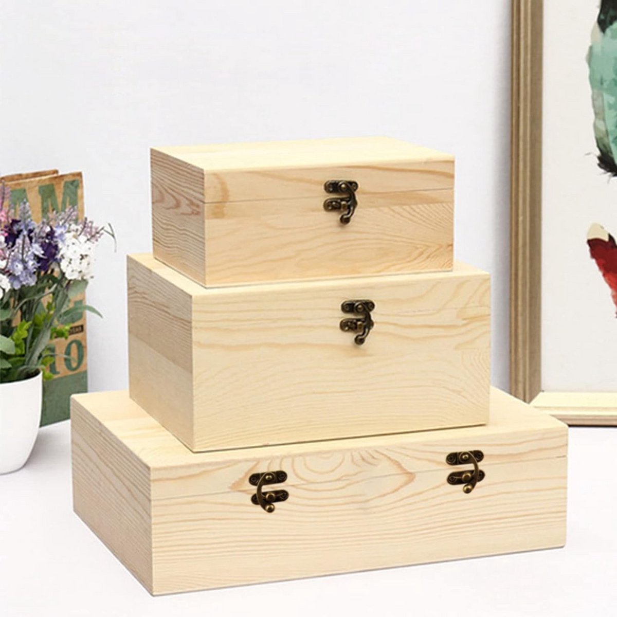 12x Decoratieve Antieke Messing Sluitingen voor Houten Kisten, Juwelendozen en Cadeauverpakkingen - Inclusief Schroeven