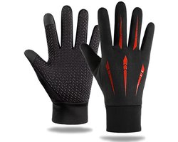 Outdoor Fiets Handschoenen - Winter Thermische Handschoenen - Winddichte Motorhandschoenen Waterdicht, Touchscreen Compatibel, Antislip Handschoenen Unisex - Lengte 23cm,Rood