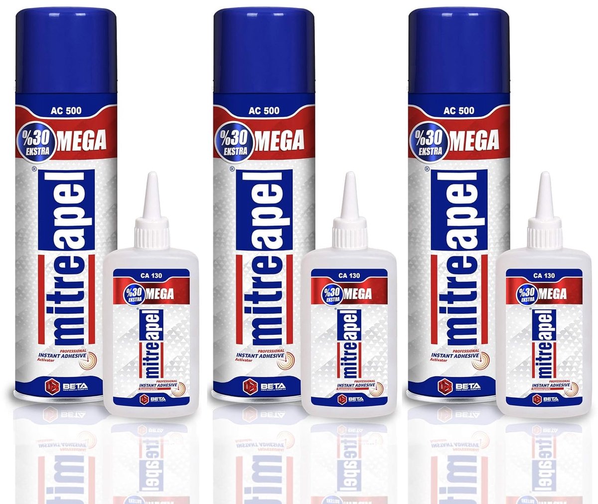 Mitreapel Secondelijm met Activator – 500 ml – 3 stuks – Superlijm – Sterke Secondelijm – Snelle en Betrouwbare Reparaties in Seconden - Twee-componentenlijm - Super Glue Instant Adhesive with Activator