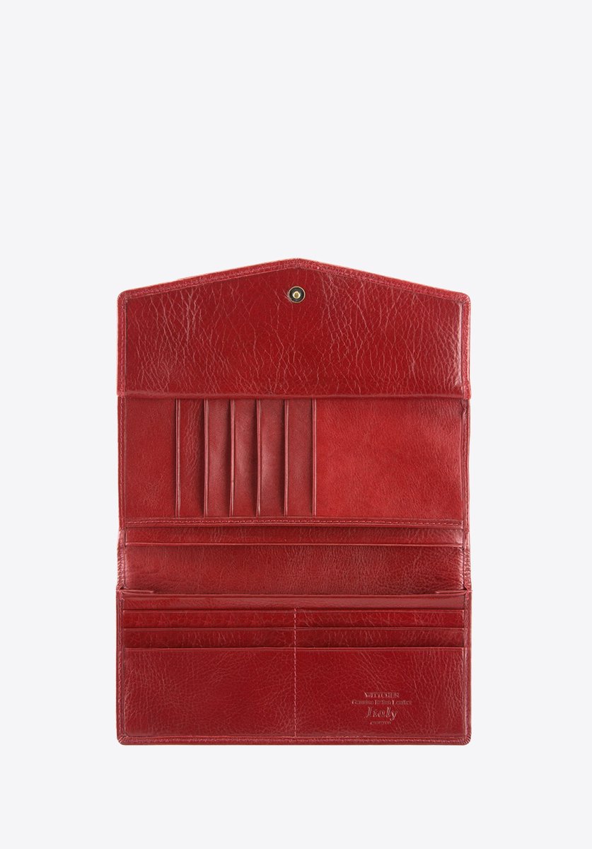 Wittchen Italia Collectie - Grote Damesportemonnee - Rode Kalfsleer - Clutchstijl - Handgemaakt