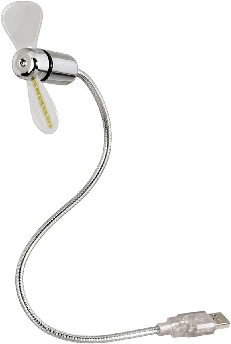 USB-ventilator met temperatuurberichten - Zilverkleurig