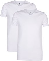 Petrol Industries T-Shirts Heren 2-Pack - V-Hals - Korte Mouwen - Katoen-Elastaan Mix - Effen Design - Multipack van 2 stuks - Wit - Maat M