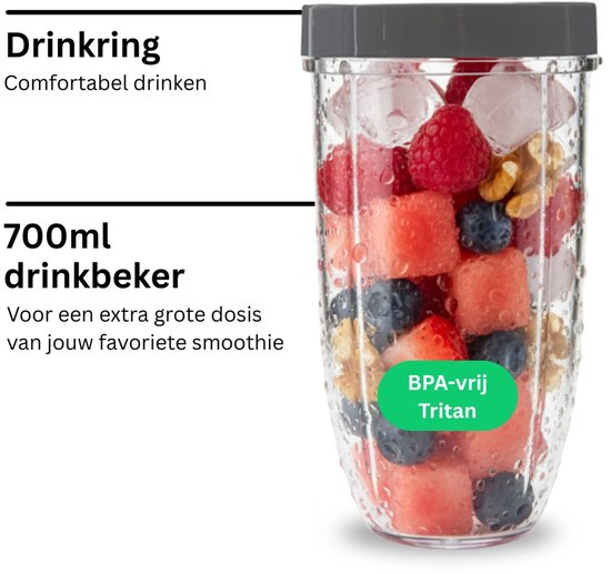 Nutribullet Pro Exclusive Blender - 900 Watt - Smoothie Maker - 2x 900 ml To Go Drinkbekers - Zwart