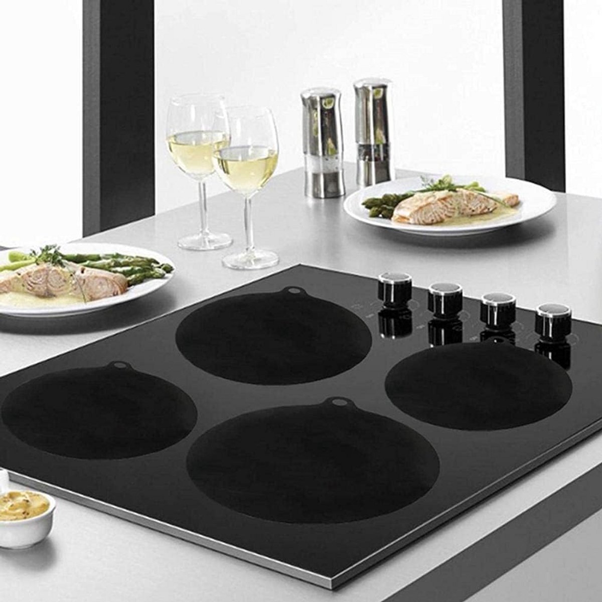 4x Ronde Siliconen Onderzetters voor Inductiekookplaat - Hittebestendig & Antislip
