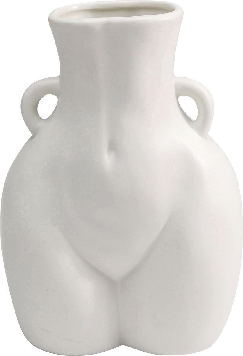 Unyqoos Elegante witte keramische vaas van 22 cm voor bloemen en decoratie, Vaas, Keramiek, Wit, 22cm