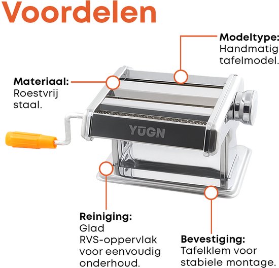 Machine à pâtes YUGN Faites vos propres pâtes - Recettes de pâtes telles que les pâtes au pesto et les spaghettis à la bolognaise - Comprend une tasse et une pince de table interchangeables et des pieds en caoutchouc - eBook gratuit