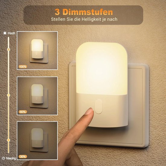 Nachtlamp met Schemersensor en Dimbare Stopcontacten - 2 Stuks - 2700K Warm Wit LED — afbeelding 4