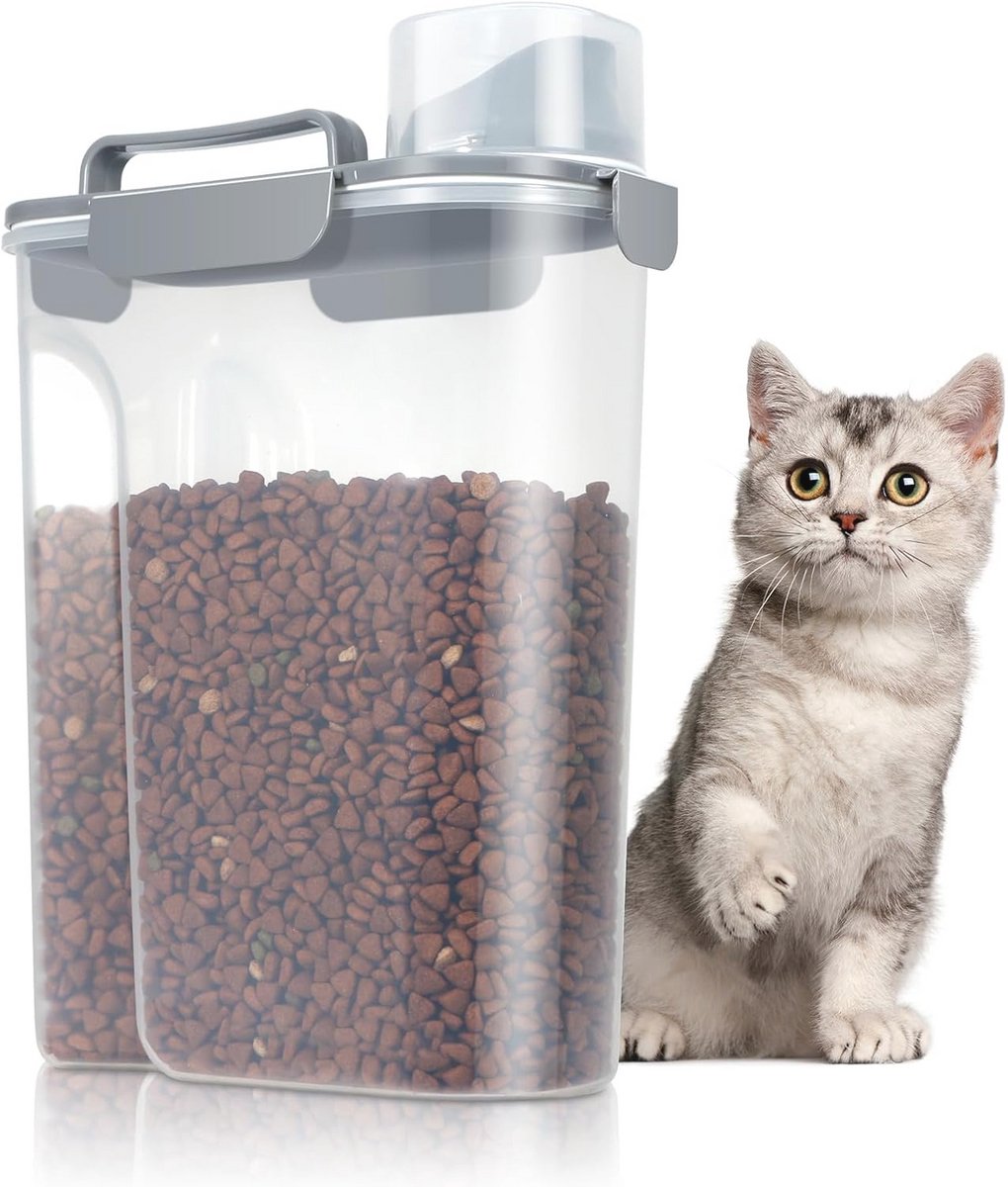 5 Liter Kattenvoercontainer met Deksel - Draagbare Voedselopslag voor Huisdieren