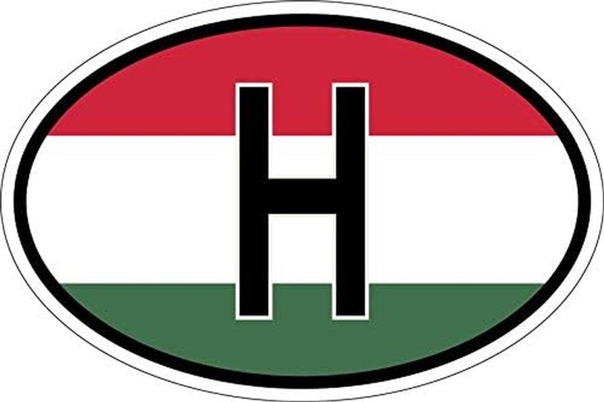 Ovale Vlag Sticker Hongarije - Waterdicht Vinyl Landcode H