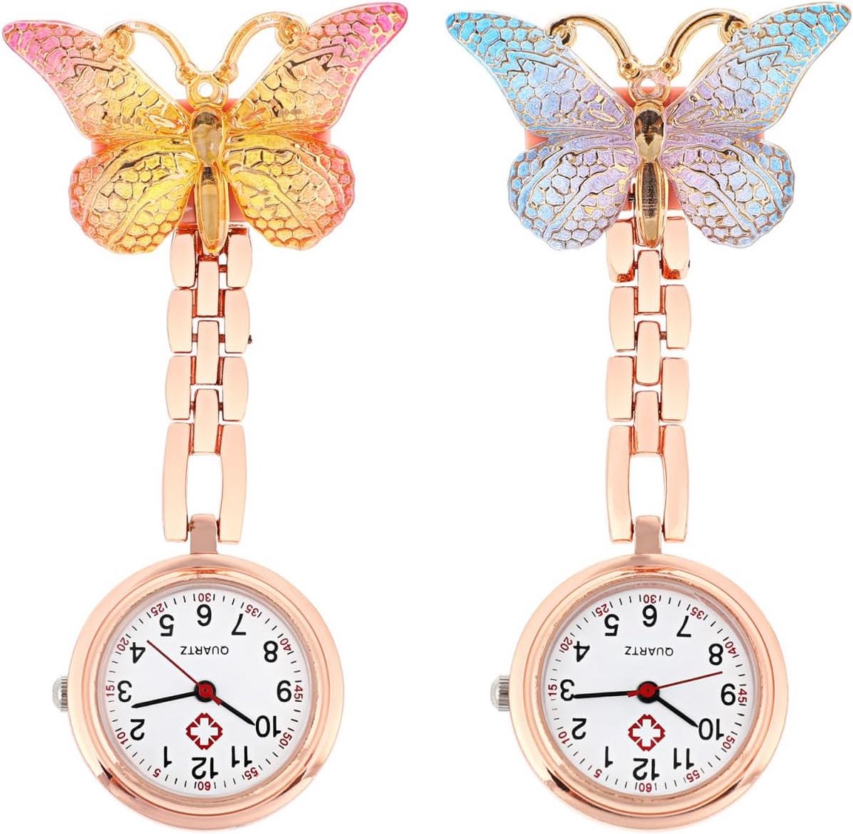 Verpleegsterhorloge met Clip - Stil Zusterhorloge voor Dokters en Verpleegkundigen - Mini Arts Zakhorloge of Polshorloge - 2 Stuks