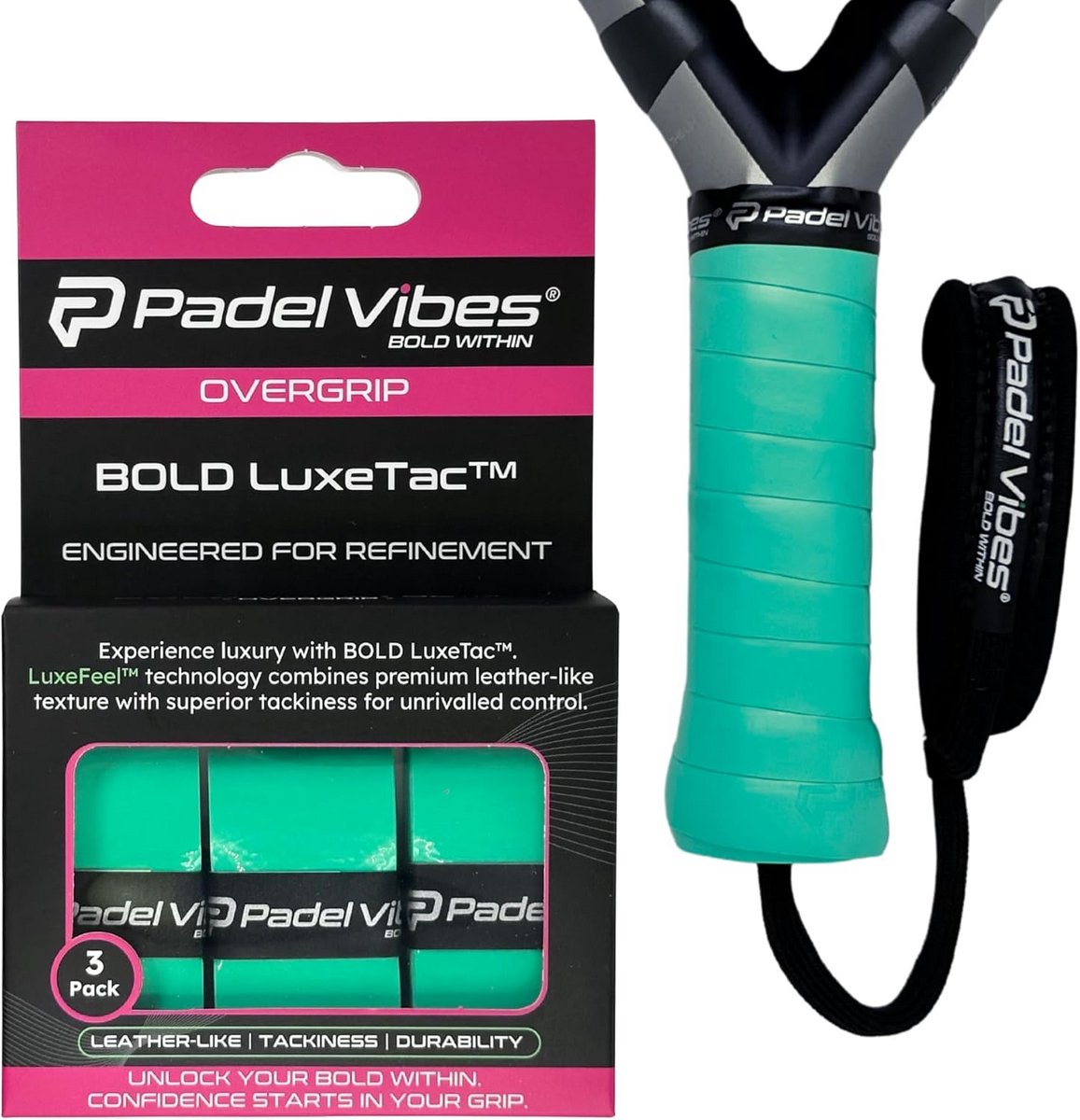 Ultra Kleverige Overgrip voor Padel, Tennis, Squash en Badminton Rackets - Leerachtig Gevoel