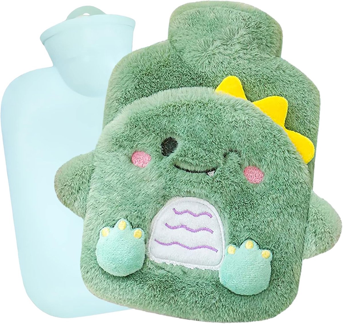 Famanu - Kinderwarmwaterkruik 400ml met pluche hoes – zachte warmtekruik voor buik, nek of benen