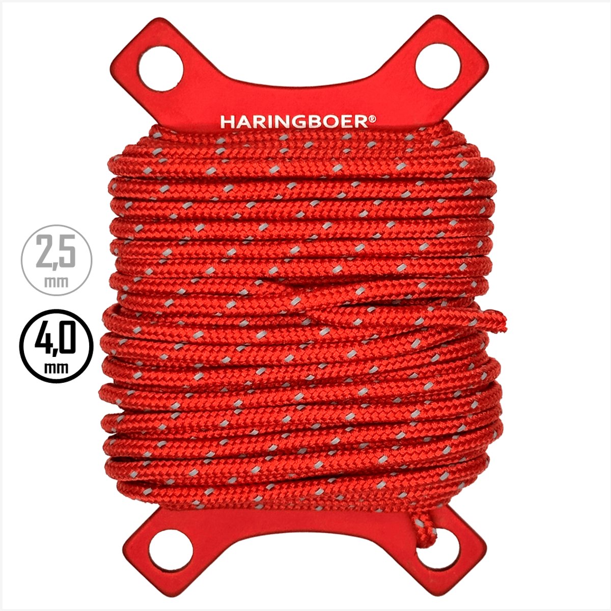Scheerlijnen Reflecterend 10 m (4,0 mm) op Aluminium Klos - 1x Scheerlijn op rol voor Tent - Haringboer®