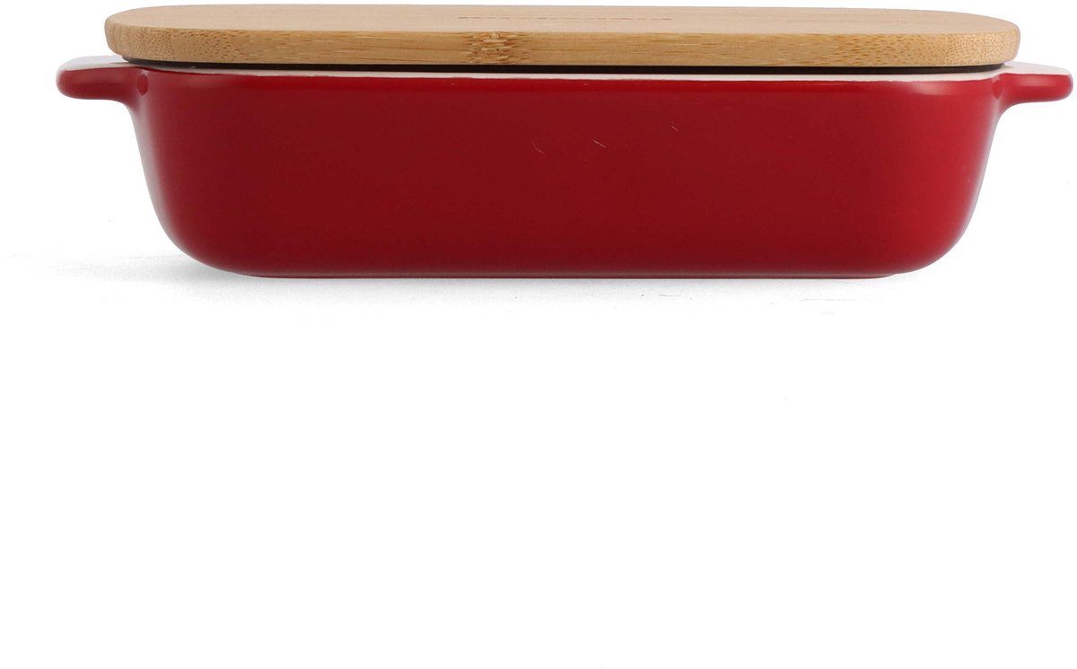 KitchenAid Ovenschaal incl bamboe deksel - Small: 0,9L - magnetron- en ovenbestendig tot 260°C zonder deksel - Keizer rood — afbeelding 1