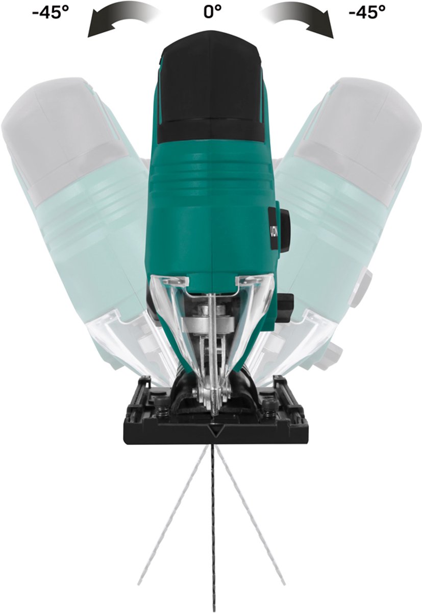 VONROC decoupeerzaag 20V – Ergonomische T-handgreep – Instelbare snelheid, pendelstand & zaaghoek – Incl. twee zaagbladen - Incl. 2x 2.0Ah accu en een snellader – foto 2