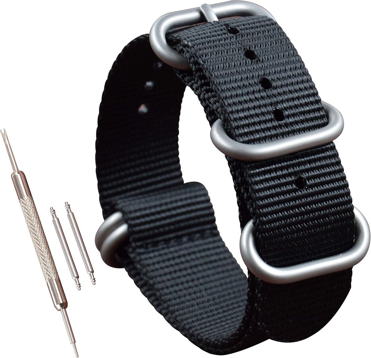 Dikke Nylon Horlogeband voor Mannen met 5 Ringen