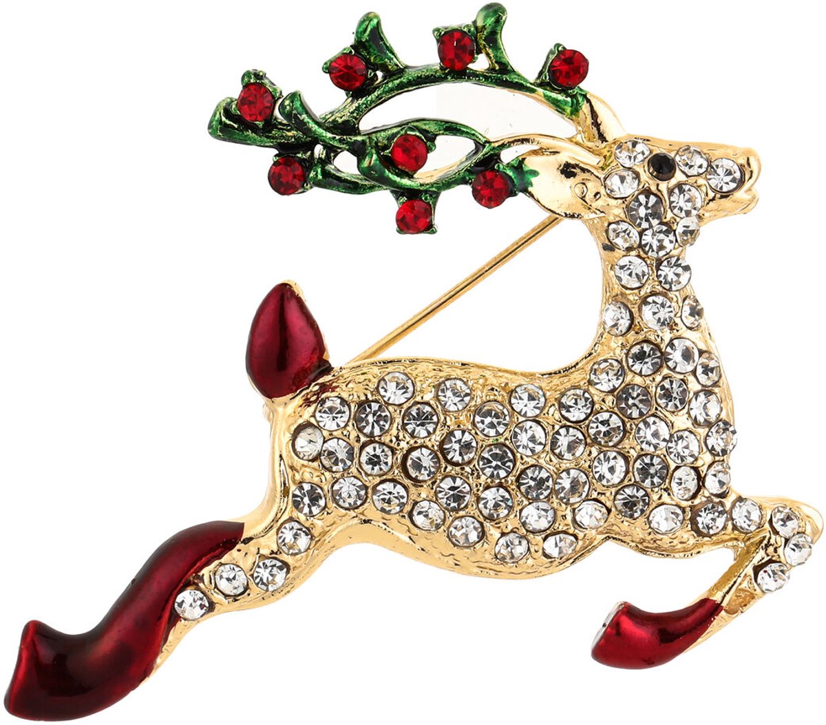 Broche kerst - Broche hertje - Broche kerstdagen - Sierspeld - Dames sieraden - Cadeau voor dames - Kerst cadeau - Kerst sieraden - Broche met hertje