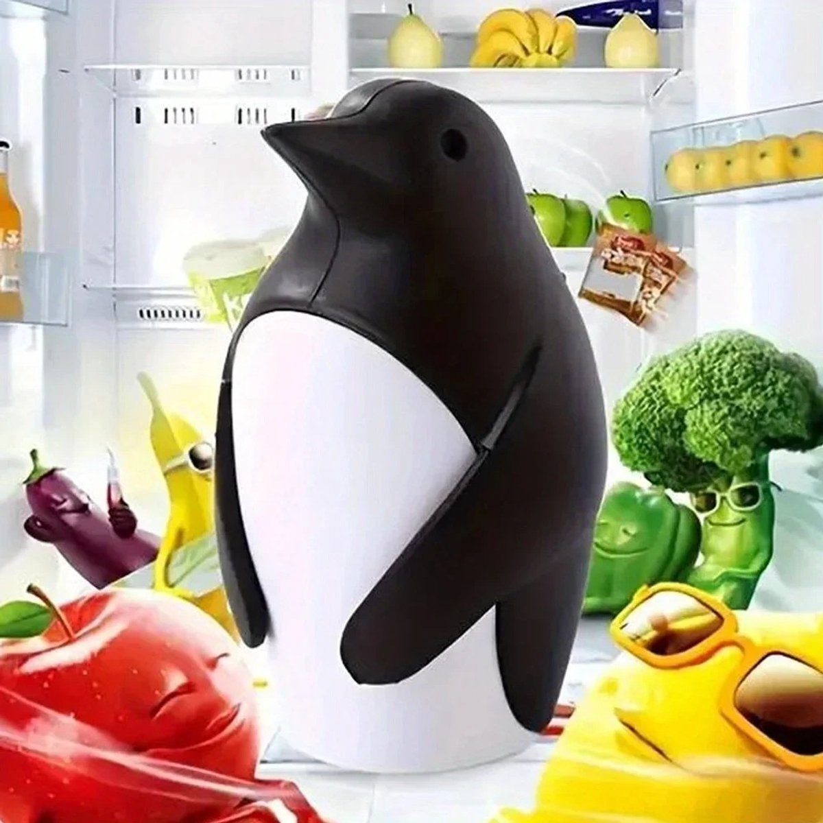 1 Koelkast Deodorizer Container, Pinguïn Gevormde Koelkast Deodorizer Doos, Keuken Luchtzuivering, Keukengereedschap, Baksoda Container, Schattige Keuken Klein Gereedschap
