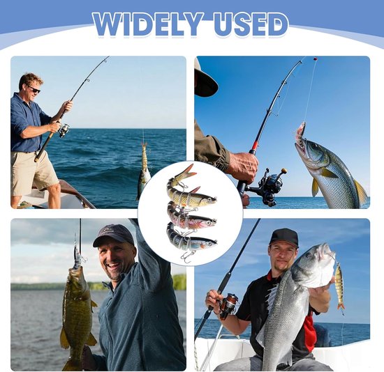 Kunstaas set met opbergdoos - Meergewrichtig snoekaas - Multi Jointed Swimbait - Pluggen met haak - Kunstaas - Jerkbaits - Crankbaits - Rubberen vis - Visaas - Zacht Kunstaas - Alle type roofvis - Visaas Zeevissen Set - 5 Stuks 13.4CM - Set D van Smart Planet — afbeelding 3