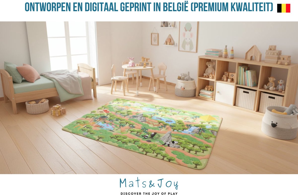 Mats & Joy Jungle Safari Speelmat 130x180cm - Fluweelzacht wasbaar thumbnail 7