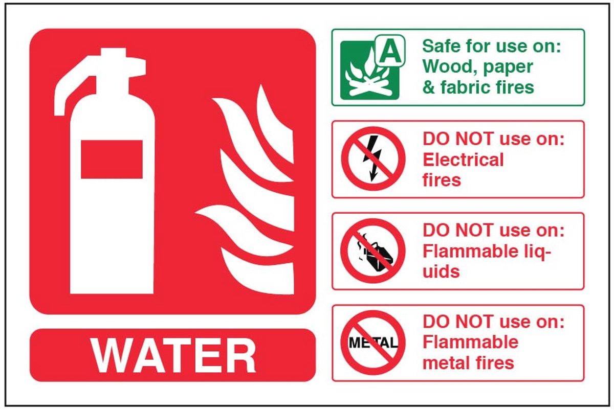 Water-ID Brandblusser - Zelfklevende Vinyl Veiligheidsmarkeringsbord - 150mm x 100mm
