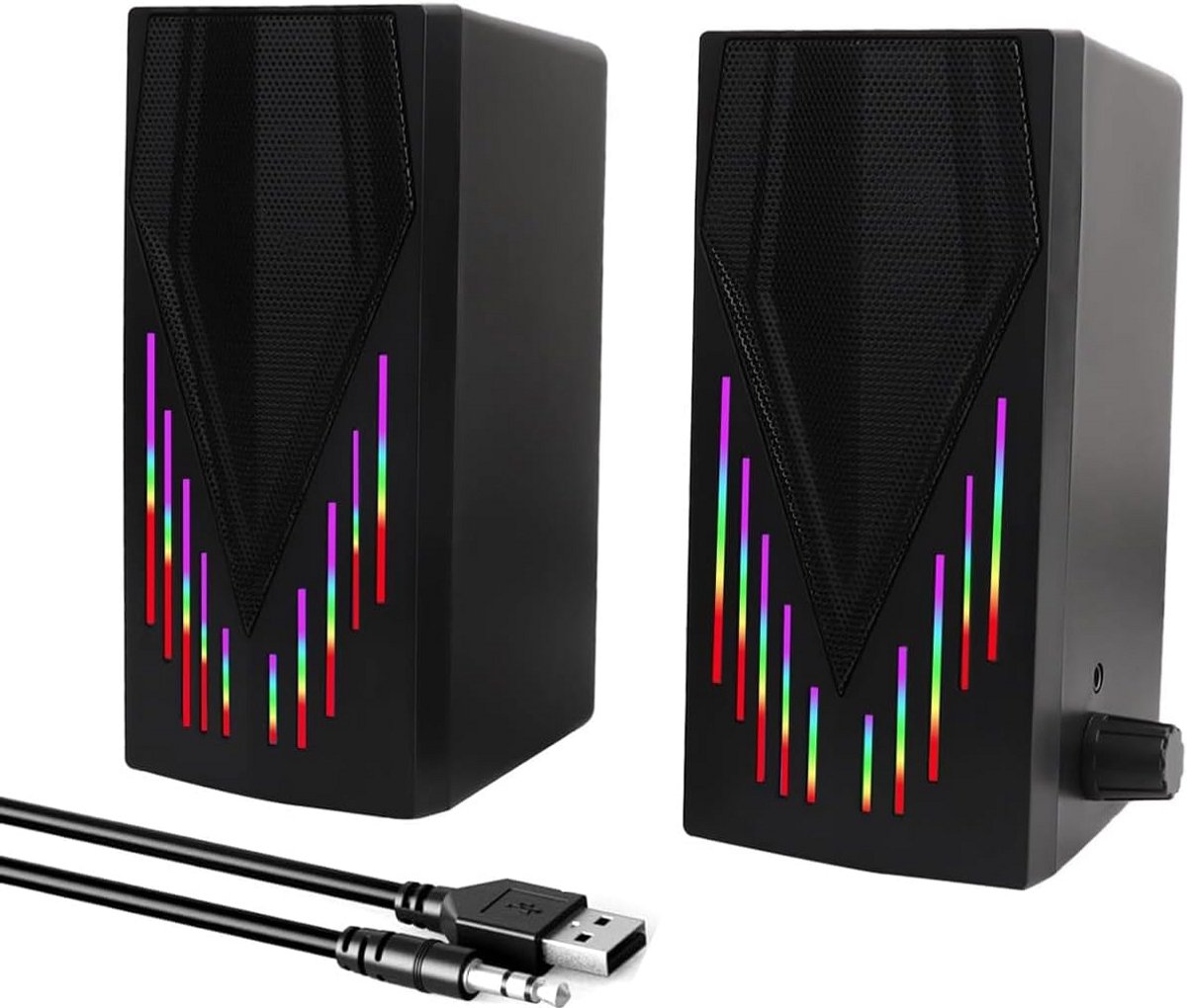 RGB Gaming Luidsprekers voor Computer met USB Aansluiting en Aux-kabel