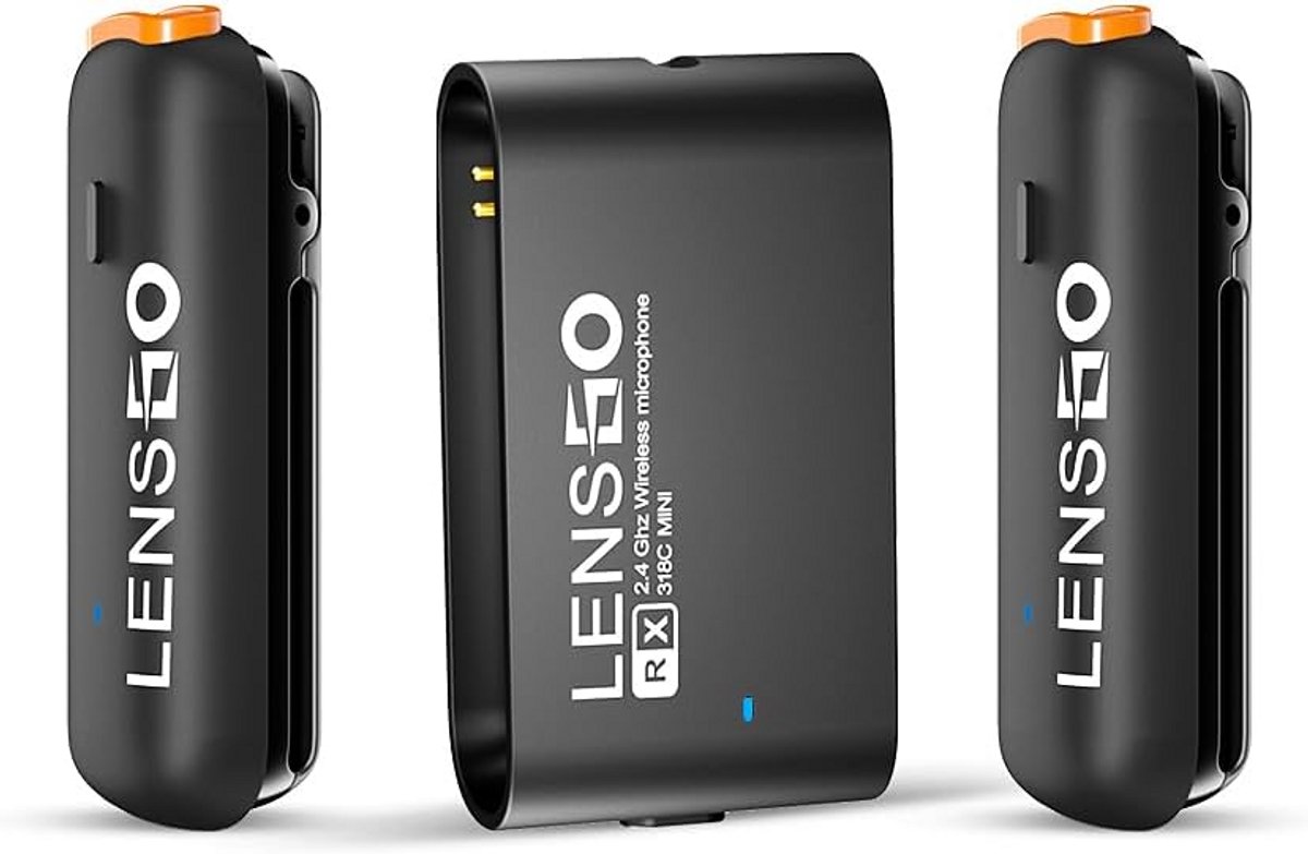 Draadloze Lavalier Microfoon Systeem met 2 Zenders en 1 Ontvanger voor Smartphone en Camera