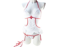 BamBella ® Sexy Cosplay Rollenspel kleding - Onesize - outfit dames Zuster pak wit set