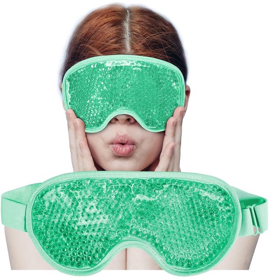 Koelend oogmasker met gelparels - PVC-ijspak oogmasker - herbruikbaar koelpak - ijspak - slaapmasker - verkoelend en lichtblokkerend slaapmasker - geschikt voor na ooglidcorrectie, oedeem, wallen, hoofdpijn en migraine (groen)