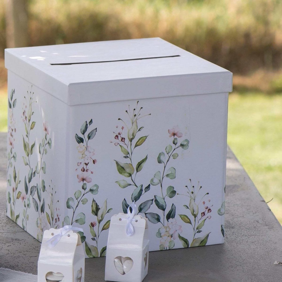 Geld-Box Envelop Kist Huwelijkspost met Botanische Bloemen en Eucalyptus