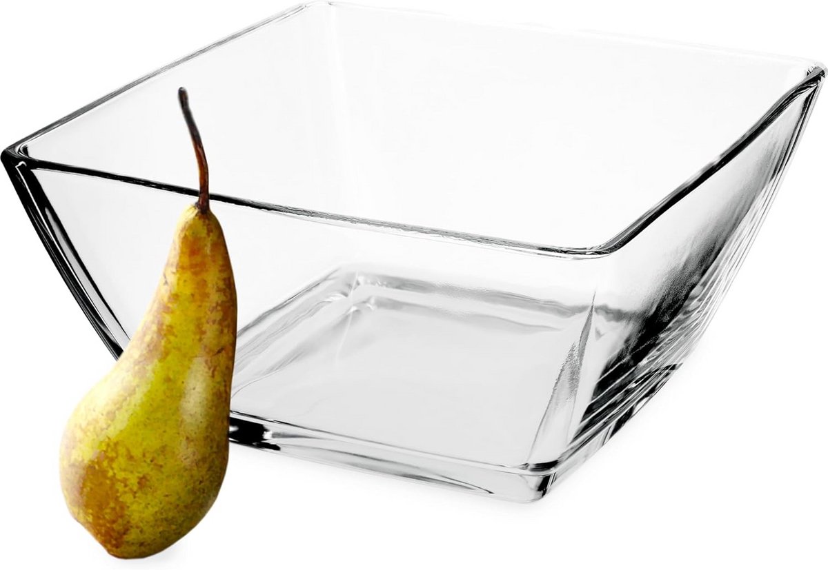 Glazen schaal voor fruit en snacks, 18,8 x 13,1 x 8,9 cm, vaatwasmachinebestendig